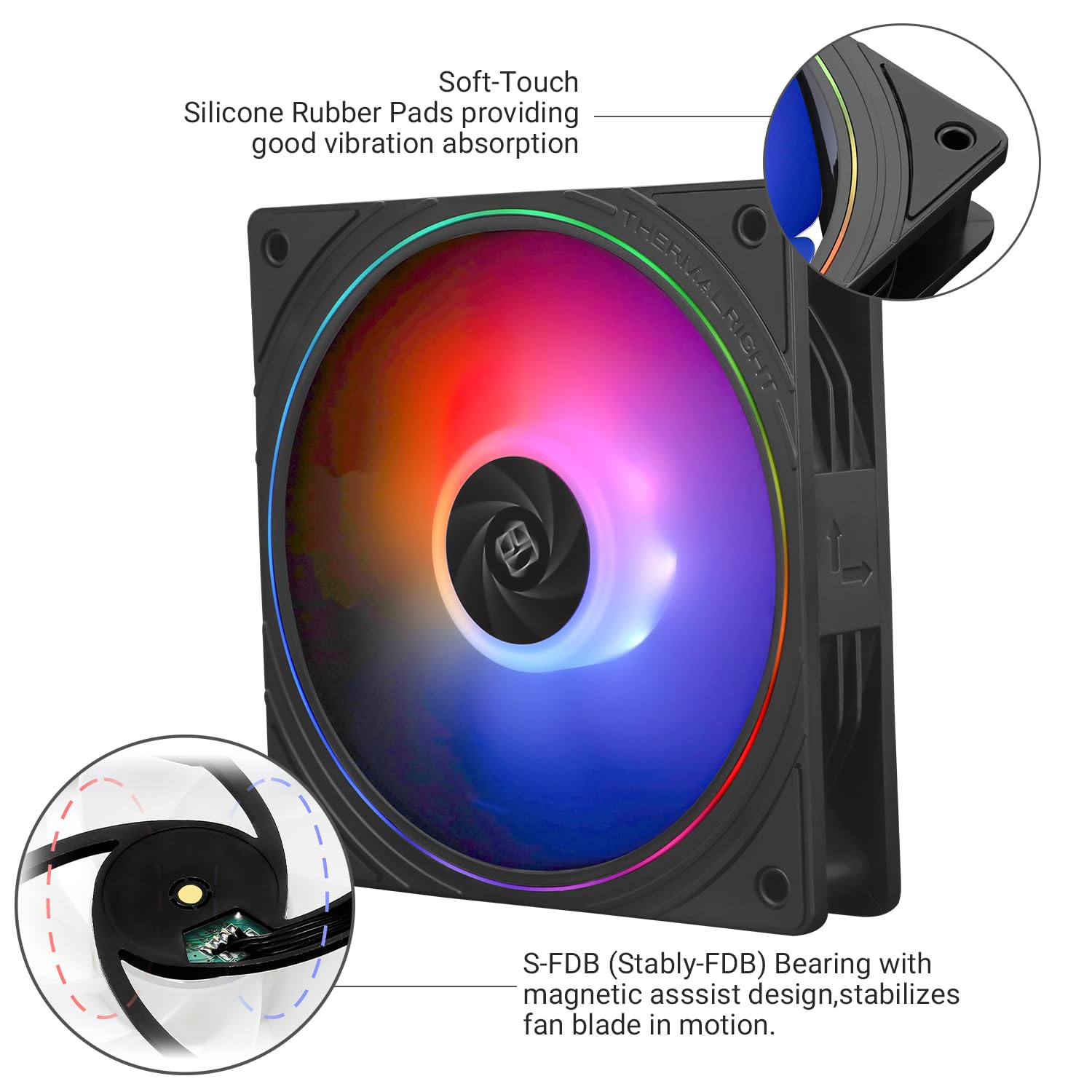 Thermalright TL-S12-S X3 – Ventilador de CPU PWM, efecto de luz de apertura fina, conector PWM de 4 pines con efectos de luz ARGB, ventilador de