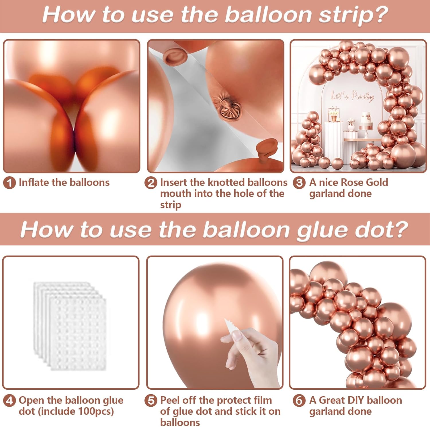 YAOWKY Kit de arco de guirnalda de globos de oro rosa, 100 globos metálicos de látex de oro rosa de 18, 12, 10 y 5 pulgadas, diferentes tamaños para