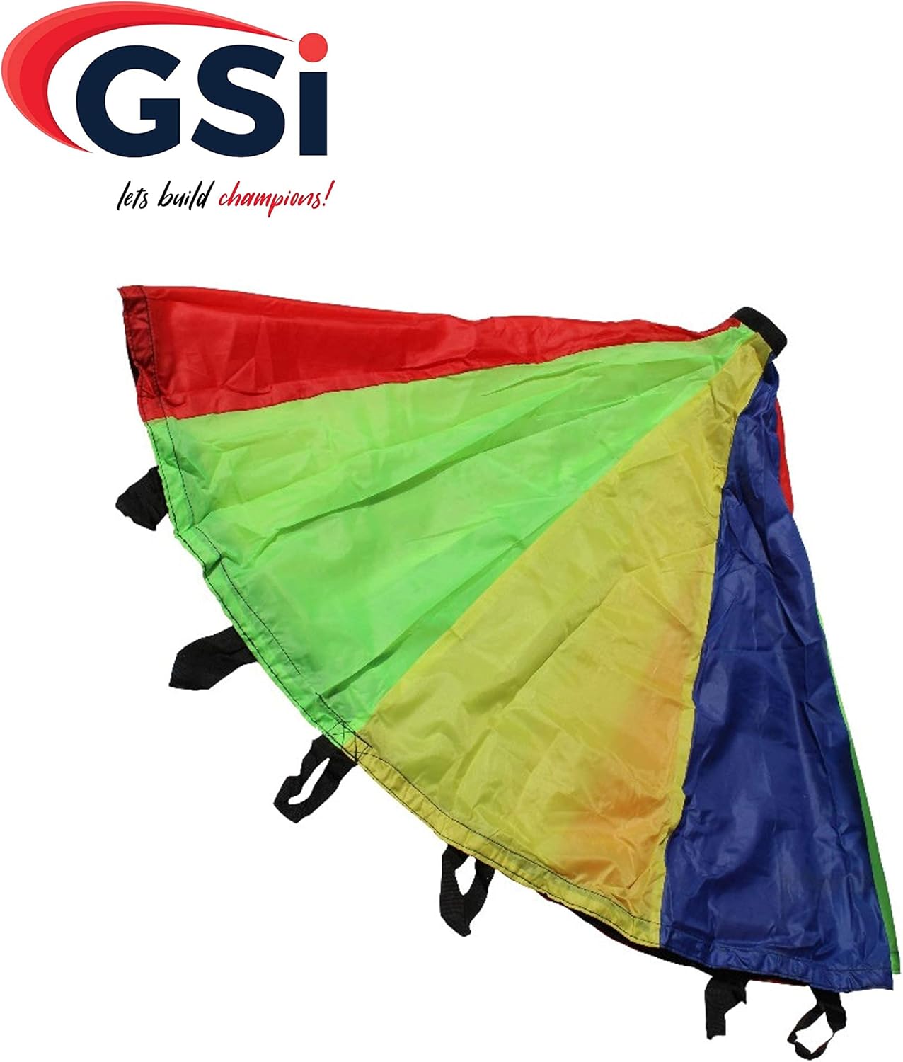 GSi Kids Play Parachute 24 Ft, 30Ft, 35Ft Toy with Handles and Carry Bag for Cooperative Play and for Upper-Body Strength  Multi-Colored