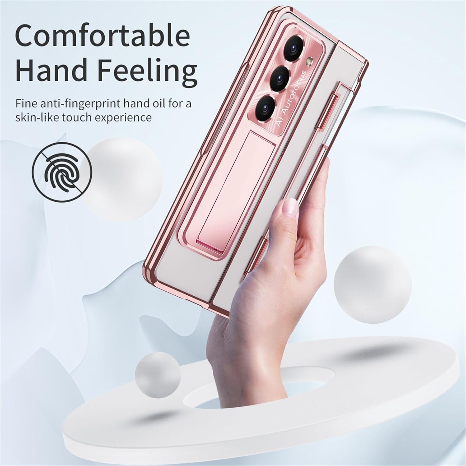 Funda para Samsung Galaxy Z Fold 5 2023, carcasa de una pieza con protección de bisagra transparente Z Fold 5 con soporte, protector de pantalla