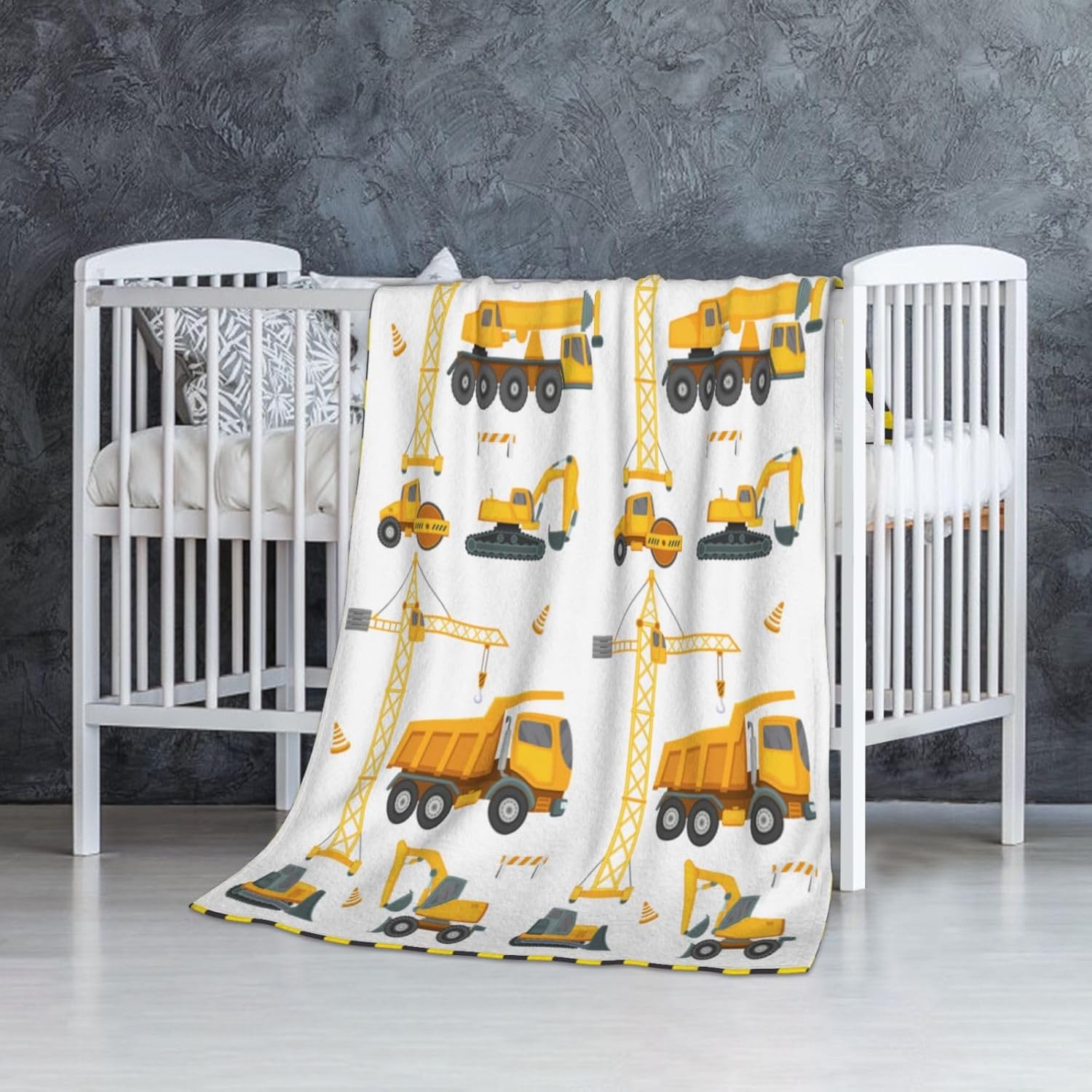 Manta de felpa de camión de construcción, manta de excavadora para niños, manta de tractor de franela suave y mullida para cama, sofá, mantas,