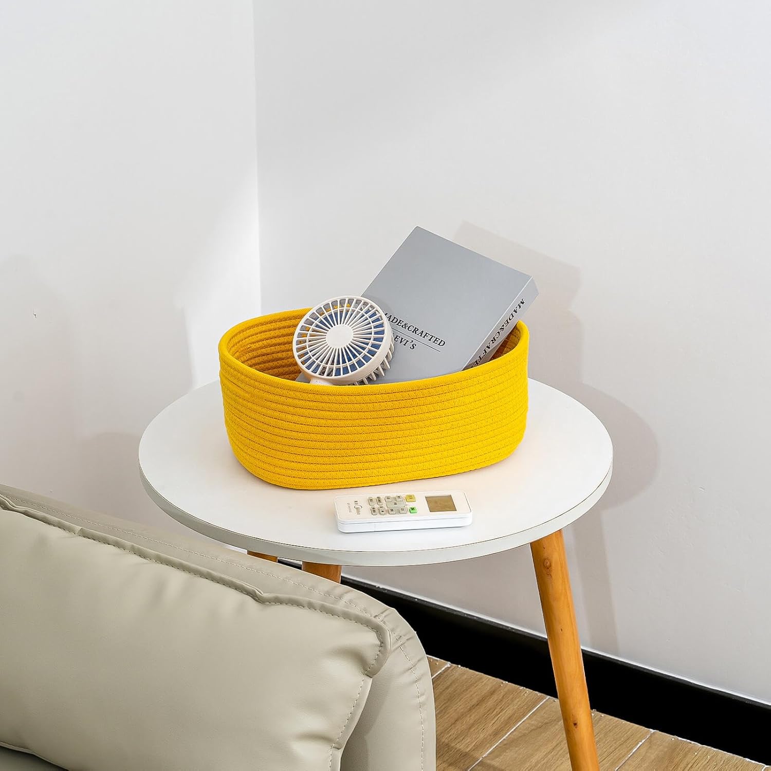CubesLand Cestas de almacenamiento tejidas con cuerda, canasta organizadora pequeña para el cuarto de bebé, contenedores rectangulares de