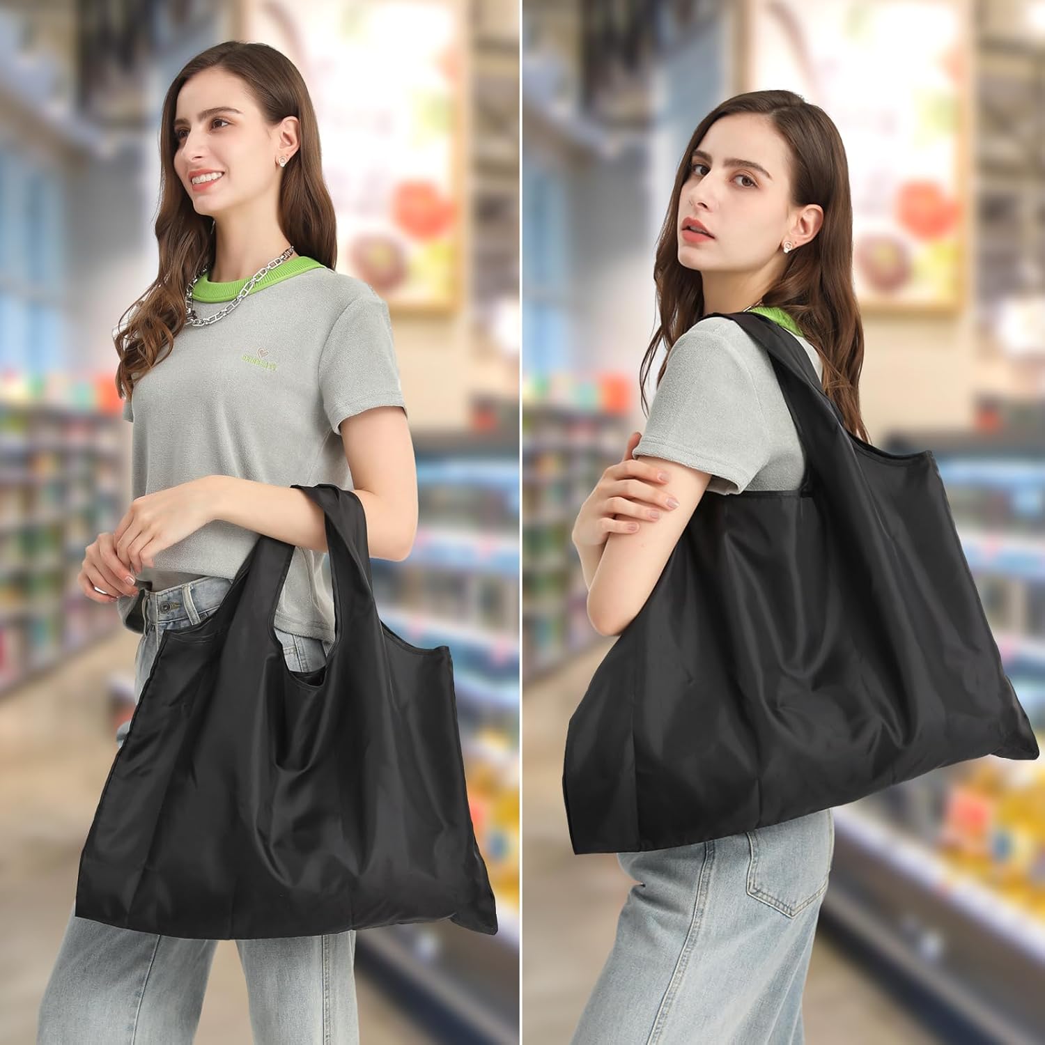 bagwise Bolsas de compras de nailon reutilizables, paquete de 2 bolsas de comestibles extragrandes de 40 libras, lavables, ligeras, plegables,
