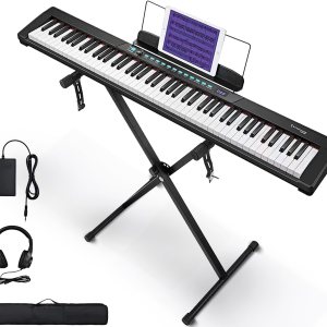 Starfavor Piano de teclado de 88 teclas, piano digital portátil compacto con 88 teclas semipesadas, juego de teclado eléctrico para principiantes Starfavor Piano de teclado de 88 teclas, piano digital portátil compacto con 88 teclas semipesadas, juego de teclado eléctrico para principiantes