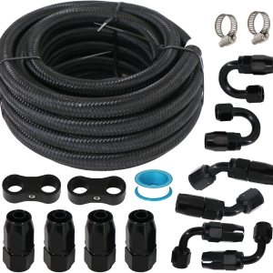 8AN – Kit de montaje de manguera de línea de combustible de 20 pies, de nailon trenzado, línea de combustible de acero inoxidable + kit de extremo 8AN – Kit de montaje de manguera de línea de combustible de 20 pies, de nailon trenzado, línea de combustible de acero inoxidable + kit de extremo