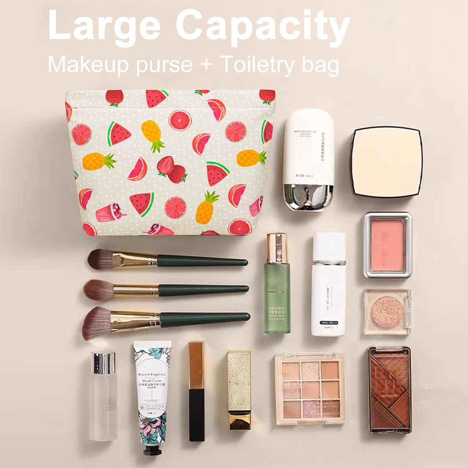 Bolsa de maquillaje para mujer, bolsa de cosméticos grande, organizador de maquillaje, bolsas de aseo de viaje, bolsa impermeable con cremallera