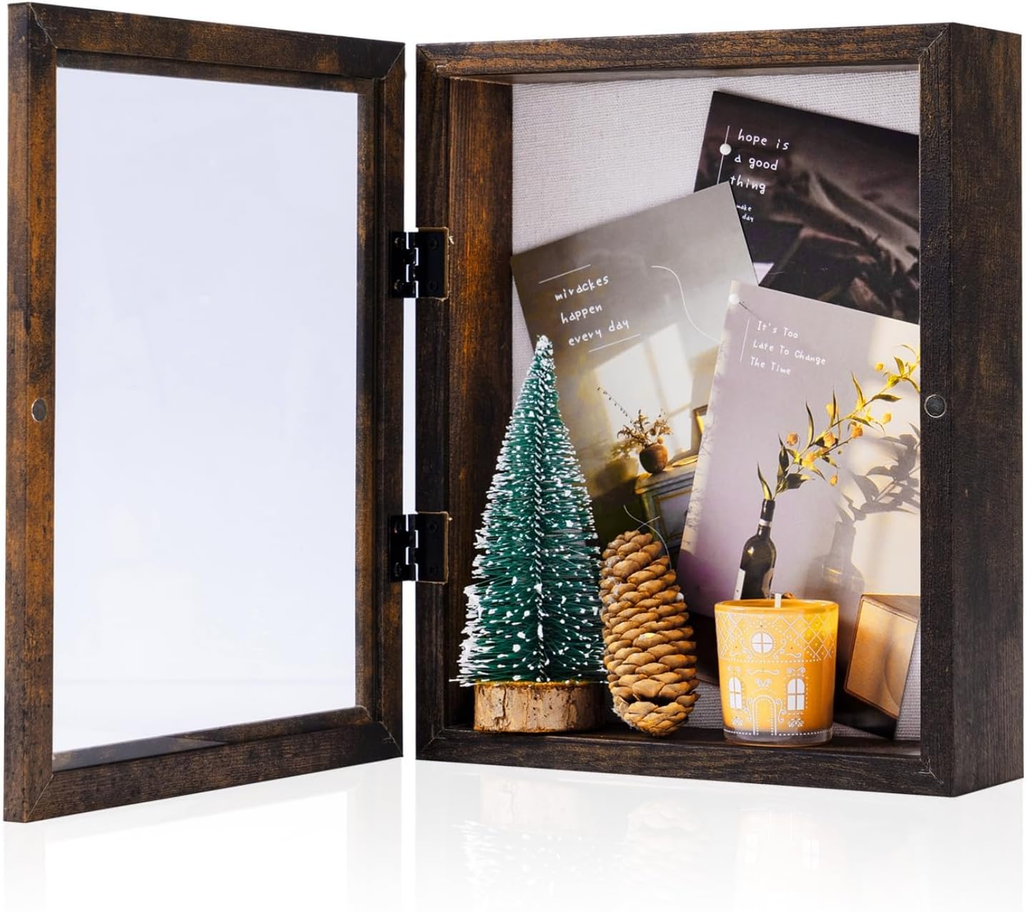 Muzilife Marco de fotos Shadow Box de 8 x 10 pulgadas  2.16 pulgadas de profundidad de madera y vidrio, caja de memoria rectangular lista para