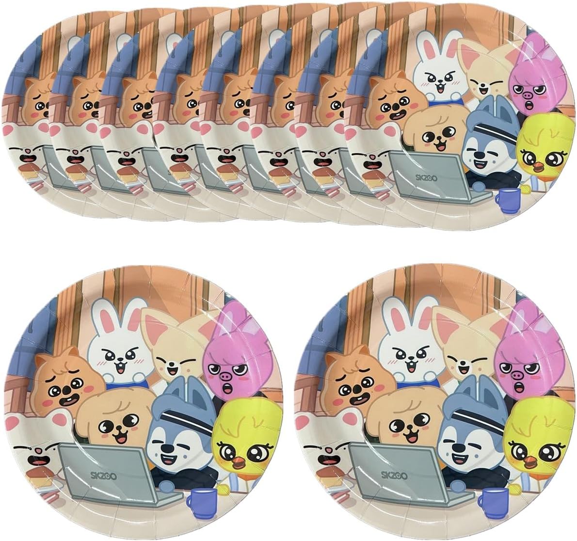 Baosai KPOP Stray Kids Merch – 10 platos de papel para fiestas temáticas SKZOO (9 pulgadas)