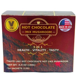 VM Hongos de mezcla de chocolate caliente. Reishi con cacao de cacao. Mezcla 5 en 1 Ganoderma Lucidum natural de hongos con cacao orgánico VM Hongos de mezcla de chocolate caliente. Reishi con cacao de cacao. Mezcla 5 en 1 Ganoderma Lucidum natural de hongos con cacao orgánico