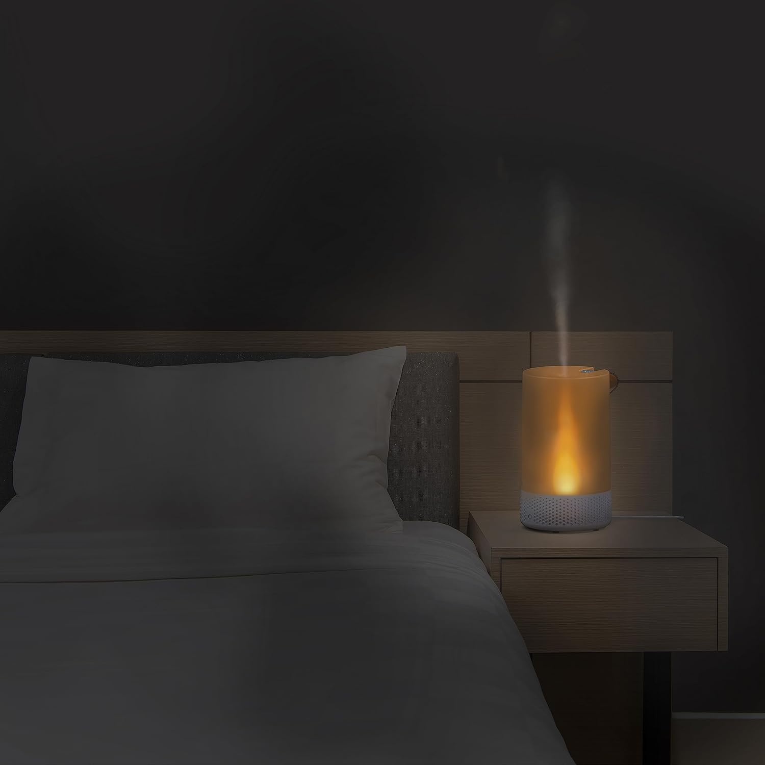 Sharper Image VOTIV 7 Humidificador ultrasónico con luz de vela sin llama, controles táctiles, niebla fría, apagado automático, humidificación sin