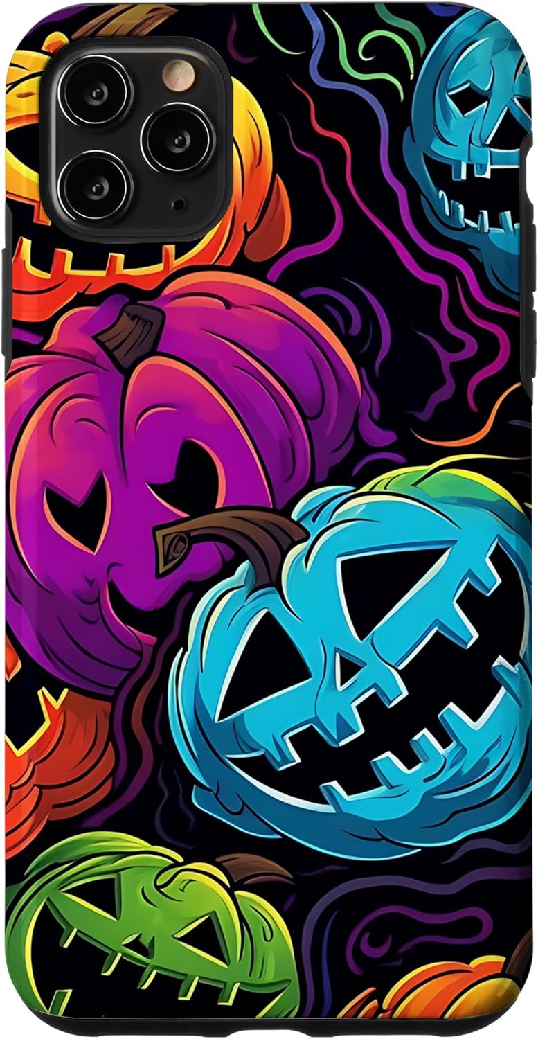 Funda para iPhone 11 Pro Max Halloween Scary Pumpkin Graffiti