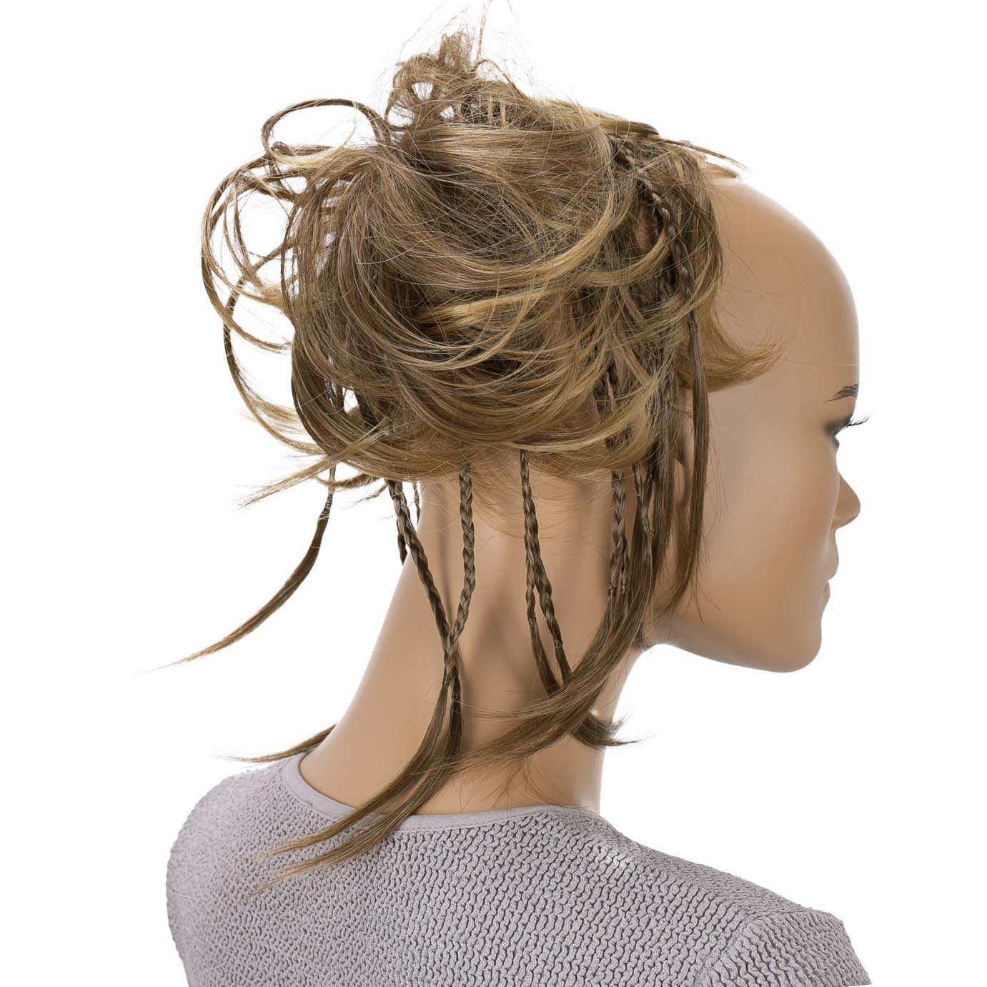 CAISHA Prettyshop – Banda elástica grande XXL tipo postizo de cabello trenzado apenas ondulado, ideal para peinados recogidos o rodetes desaliñados,
