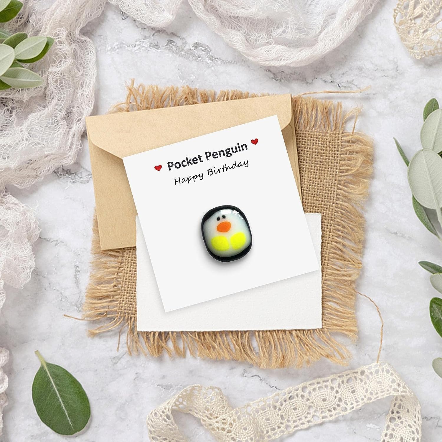 A Little Cute – Tarjetas de felicitación de pingüino de bolsillo gris, mini pingüino de bolsillo de animal, lindo pingüino de bolsillo, decoración