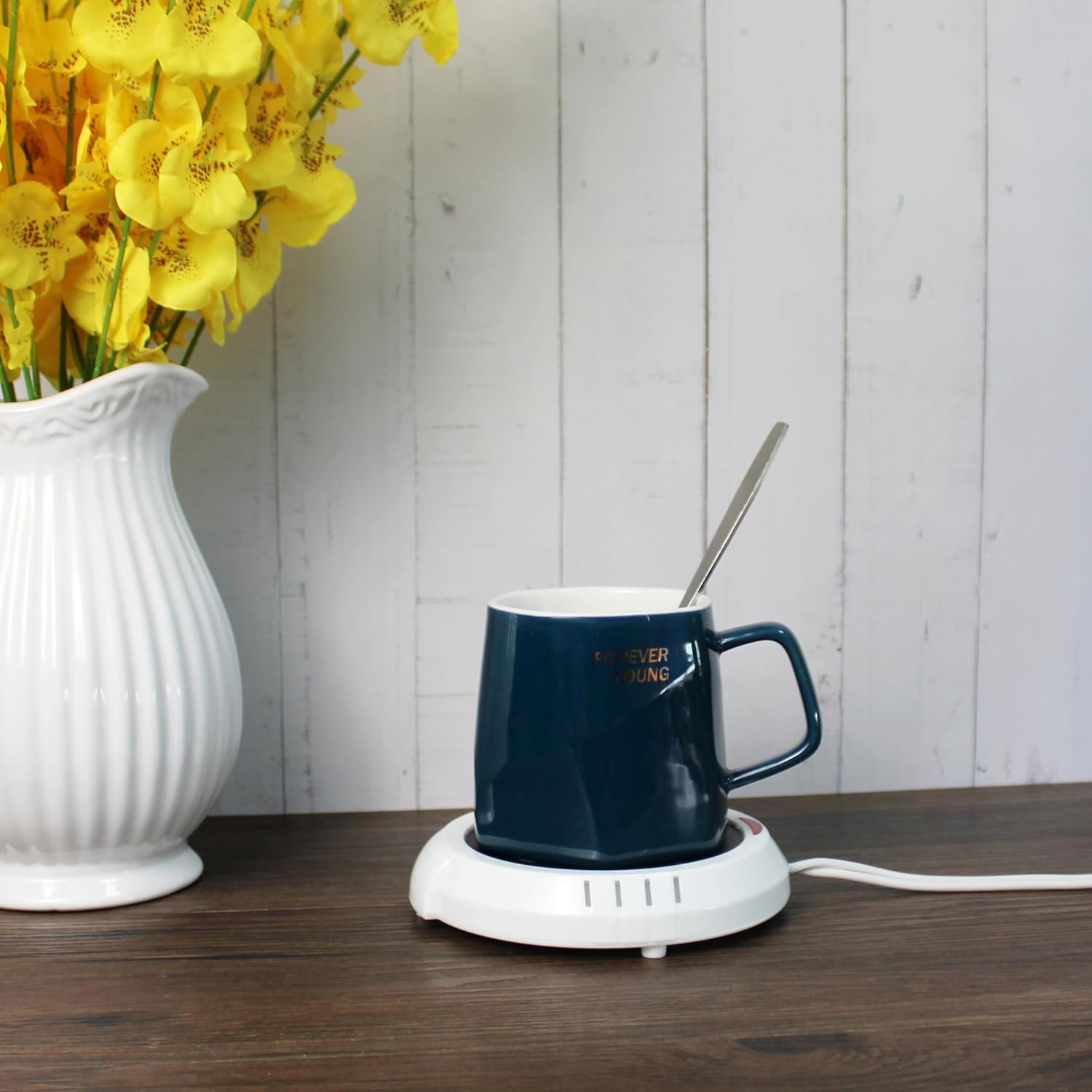 CVHOMEDECO. Calentador de velas grande, calentador de cera para derretir de forma segura los aromas sin llama, calentador de tazas para mantener el