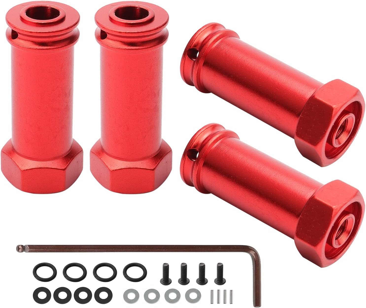 4 adaptadores hexagonales de aluminio de 0.472 in para rueda de 1.181 in de extensión, eje de desplazamiento amplio, piezas de actualización para