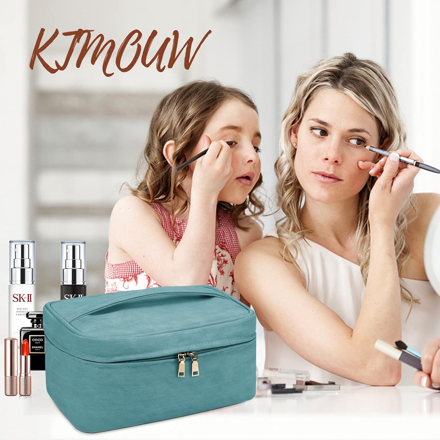 KTMOUW Bolsa de maquillaje impermeable para cosméticos, bolsa de viaje de maquillaje portátil, bolsa de brochas de maquillaje, bolsa organizadora de