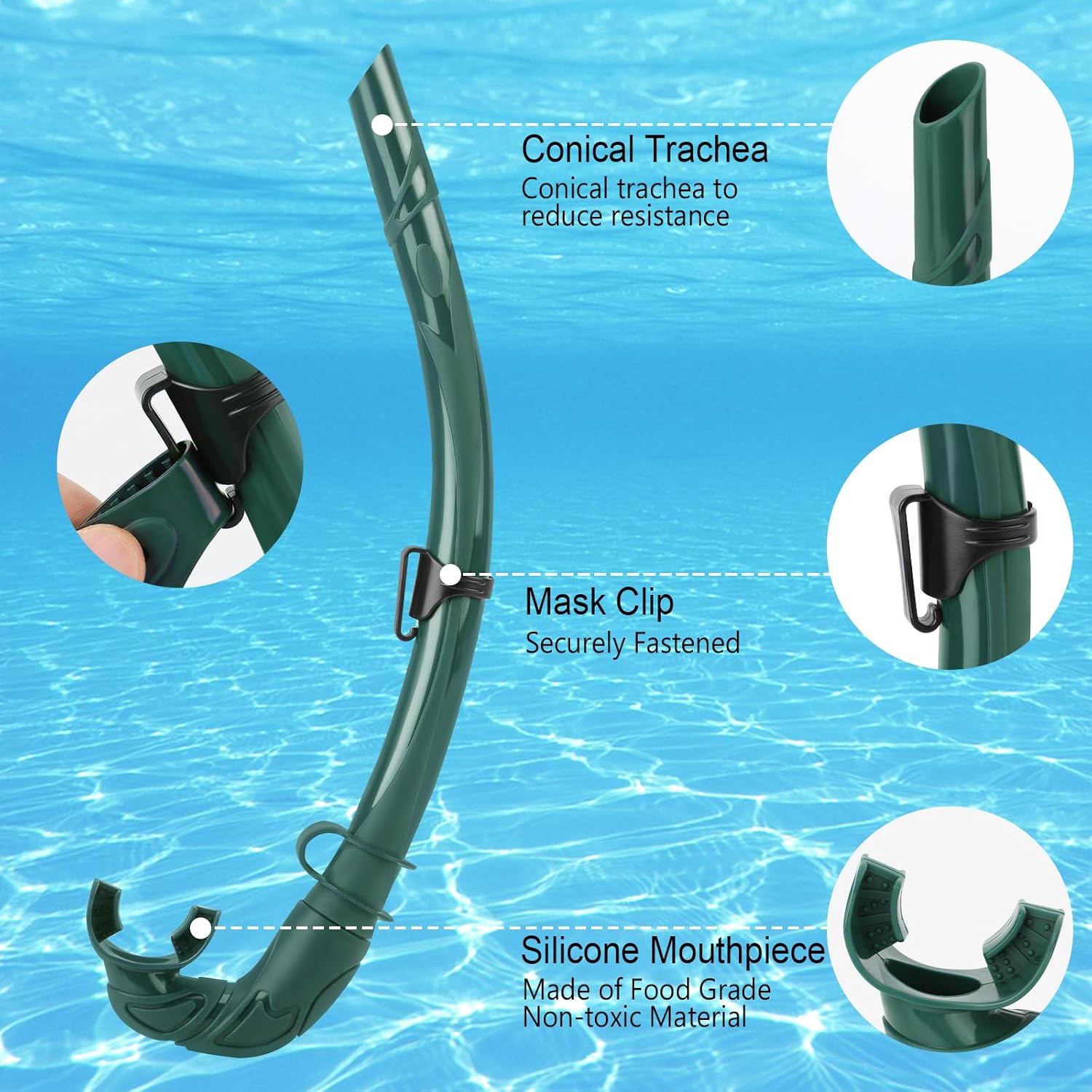 Snorkel de buceo, esnórquel de silicona plegable para apnea, buceo en piel, pesca submarina y buceo
