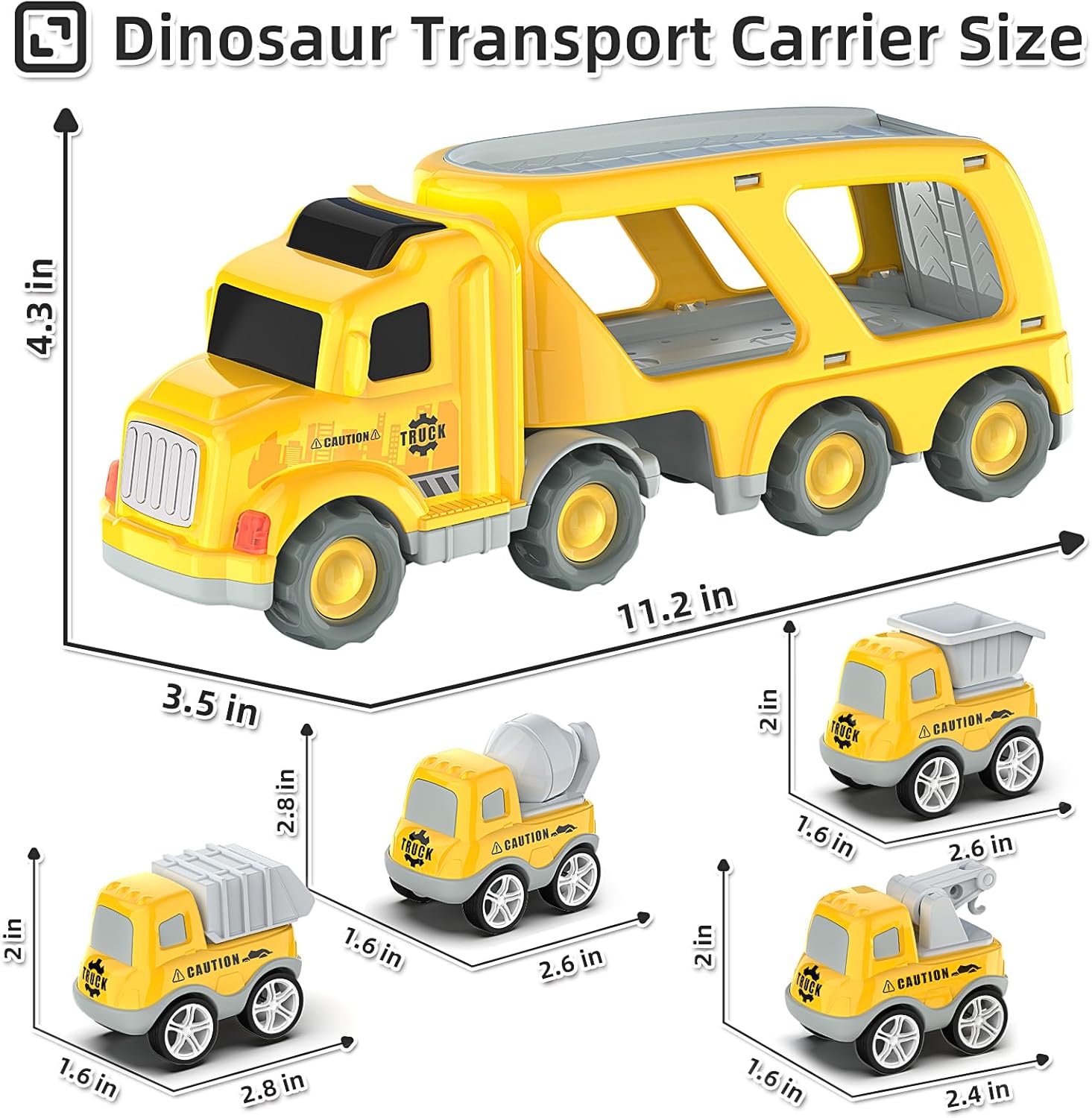 Camiones de juguete para niños de 3, 4, 5, 6, 7 años, 5 en 1, transporte urbano, juguetes con sonido ligero, regalo de cumpleaños de Navidad para