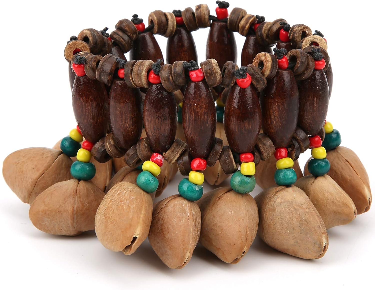 RiToEasysports Pulsera de tambor africano, hecha a mano, con concha de nuez, percusión, estilo tribal africano, pulsera de tambor con sonido nítido