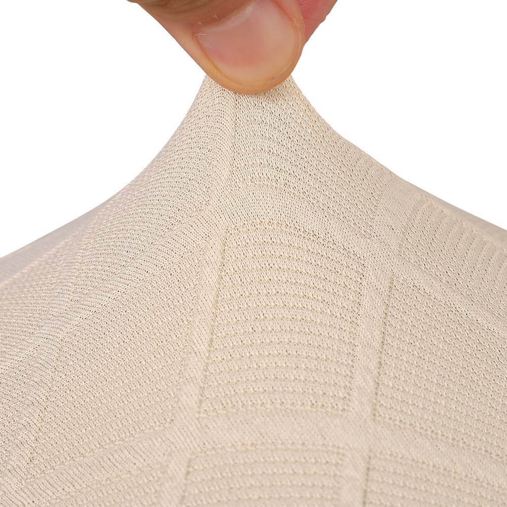 laamei Paquete de 6 fundas de jacquard para sillas de comedor, fundas elásticas para sillas de cocina, color beige, lavables, fundas extraíbles para