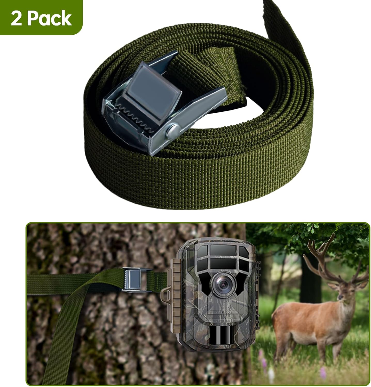 VOOPEAK Correas de cámara de sendero, correas de nailon con bloqueo de aleación, correa de montaje de cámara de juegos de 1 pulgada de ancho x 6