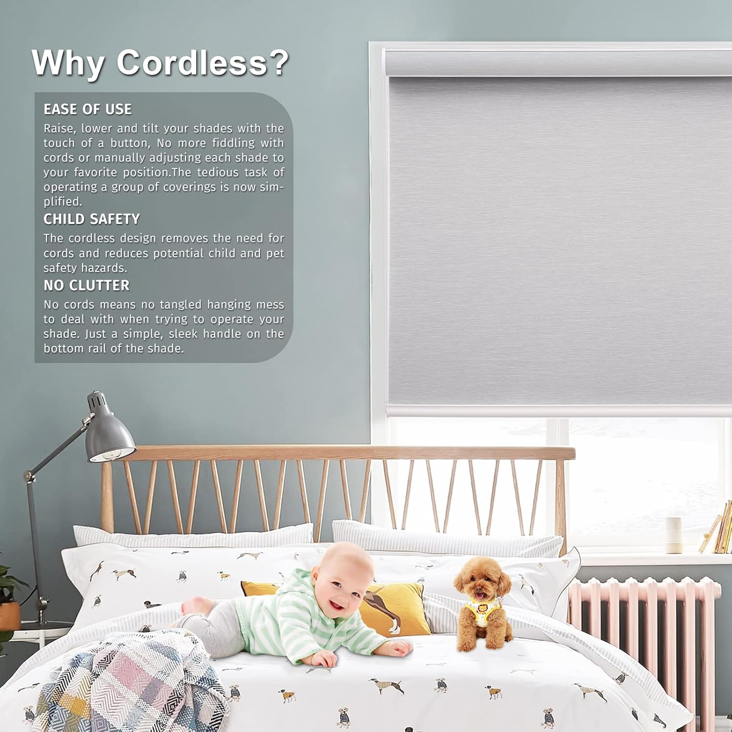 Persianas enrollables para ventanas, sin cordones, opacas de tamaño personalizado, para cocina, oficina y dormitorio (gris)