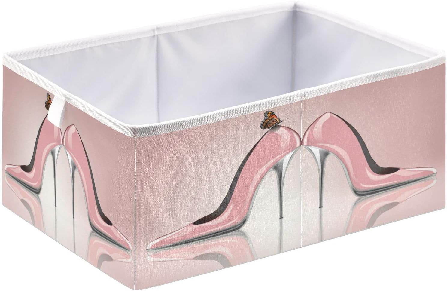 Cesta de almacenamiento de mariposa de zapatos de tacón alto rosa cesta de almacenamiento plegable para almacenamiento de ropa, caja de juguetes,