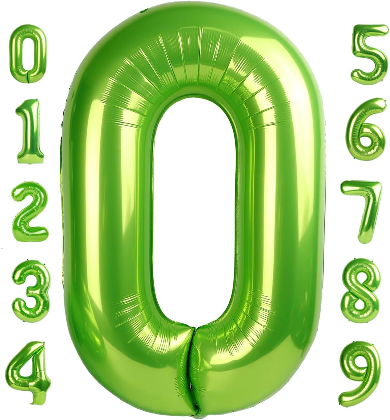 Globo verde claro de 40 pulgadas con el número 0, helio de aluminio de Mylar grande para 2024, 10, 20, 30, 40, 50, 60, 70, 80, decoración de fiesta