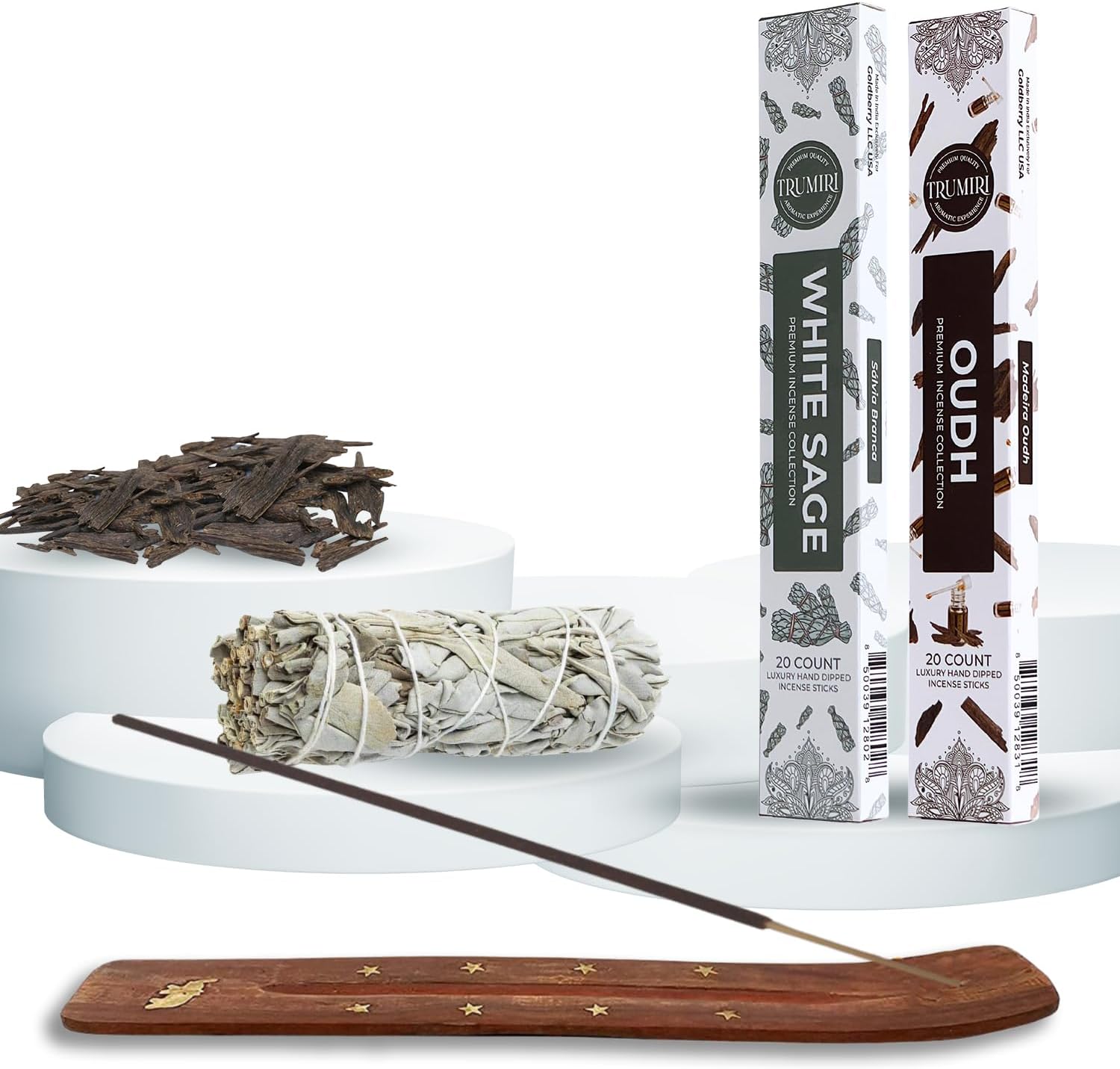 Trumiri Varillas de incienso  Paquete combinado de 40 varillas de incienso  20 salvia blanca + 20 Oud  Insenses  Insents  Incents  Incienso