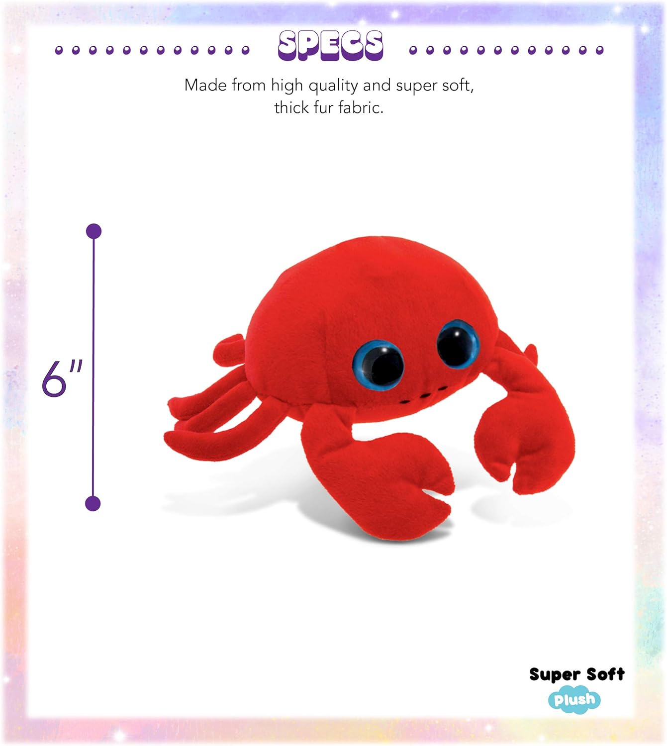 DolliBu – Animal de peluche de cangrejo de peluche, suave y abrazable, ojos grandes, cangrejo rojo, adorable juguete de peluche de cangrejo de vida
