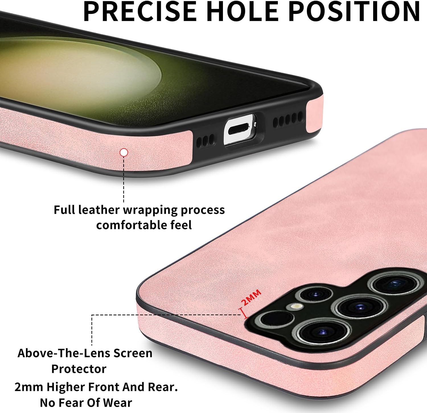 Asuwish Funda de teléfono para Samsung Galaxy S23 Ultra 5G con protector de pantalla de vidrio templado y funda delgada de cuero suave, accesorios