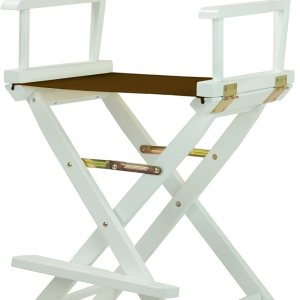 Casual Home 220-01021-45 – Silla de director de 24 in, marco blanco, lona marrón, altura clásica Casual Home 220-01021-45 – Silla de director de 24 in, marco blanco, lona marrón, altura clásica