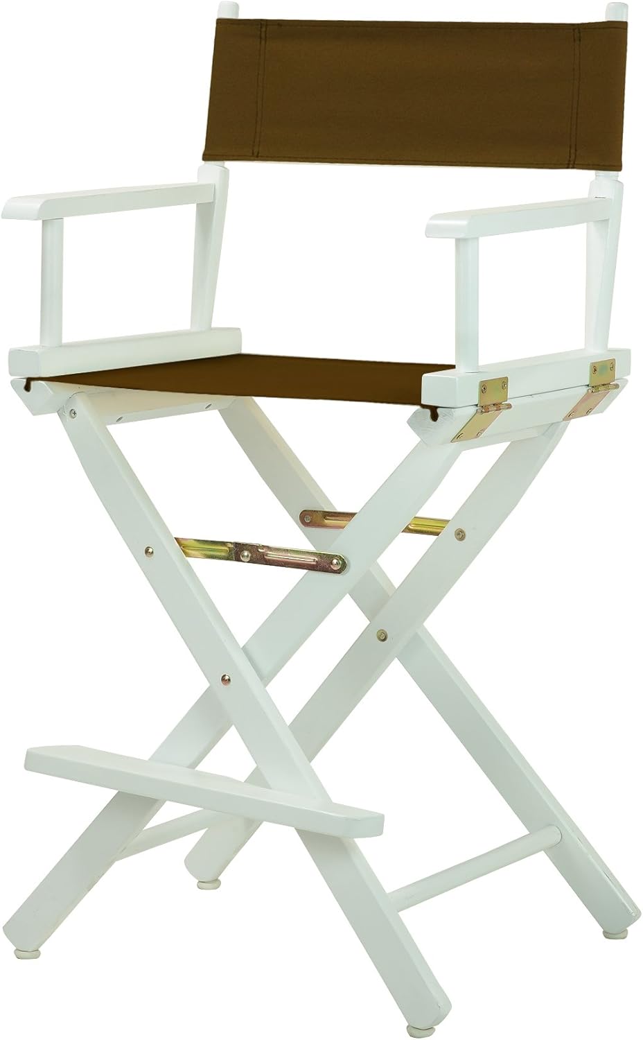 Casual Home 220-01021-45 – Silla de director de 24 in, marco blanco, lona marrón, altura clásica