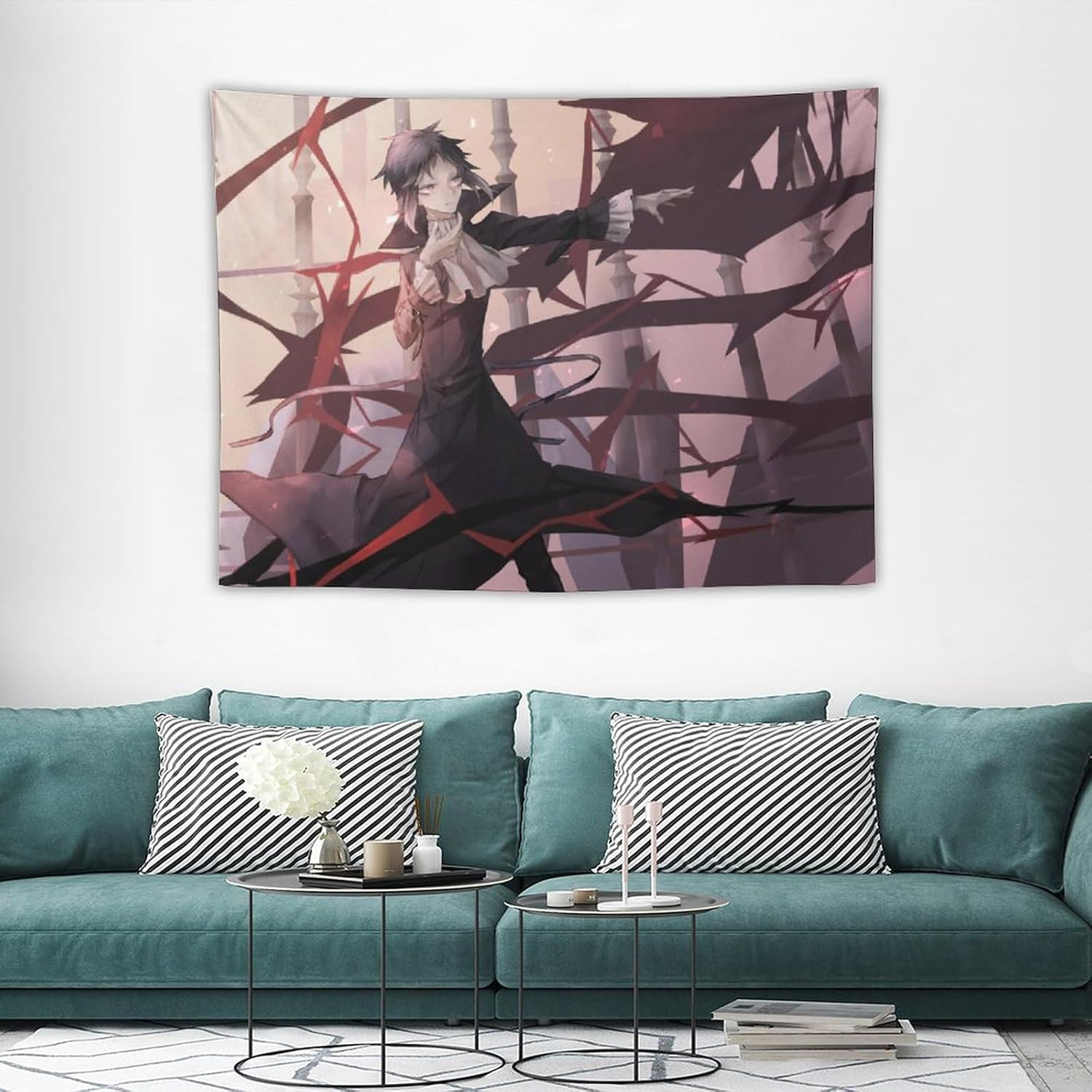 LAHE Bungo – Tapiz de animé de perros callejeros (4) tapiz decorativo para dormitorio, decoración moderna para el hogar, obras de arte, tapices de