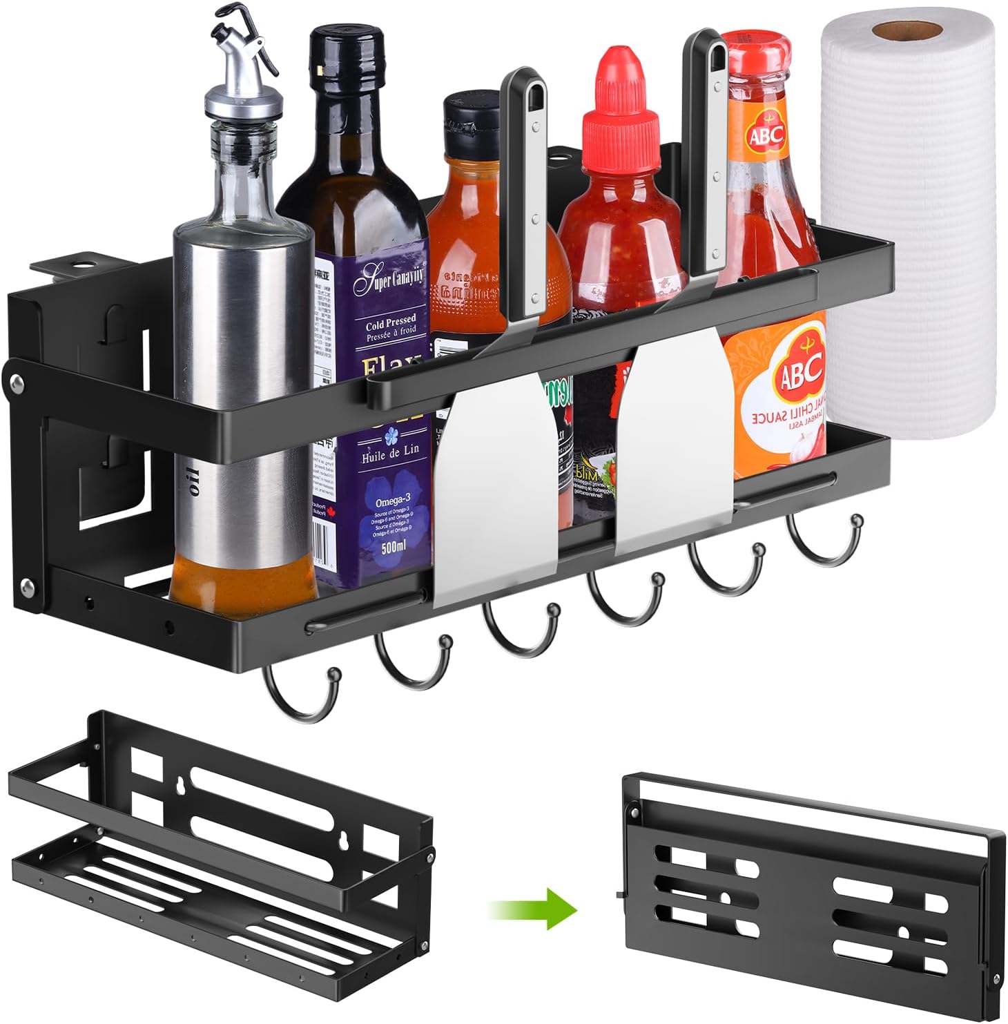 Organizador de parrilla mejorado para parrillas Blackstone de 17″22″, soporte organizador de accesorios de parrilla plegable, caja de almacenamiento