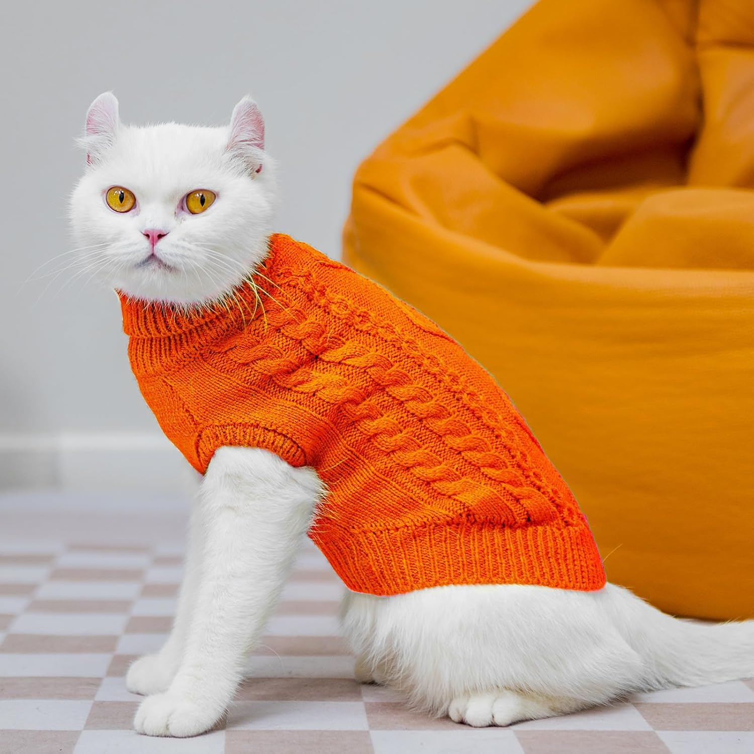 PUPTECK Abrigo de invierno para gatos, ropa de punto suave y cálida para clima frío, ropa de punto para gatitos y perros pequeños en interiores y