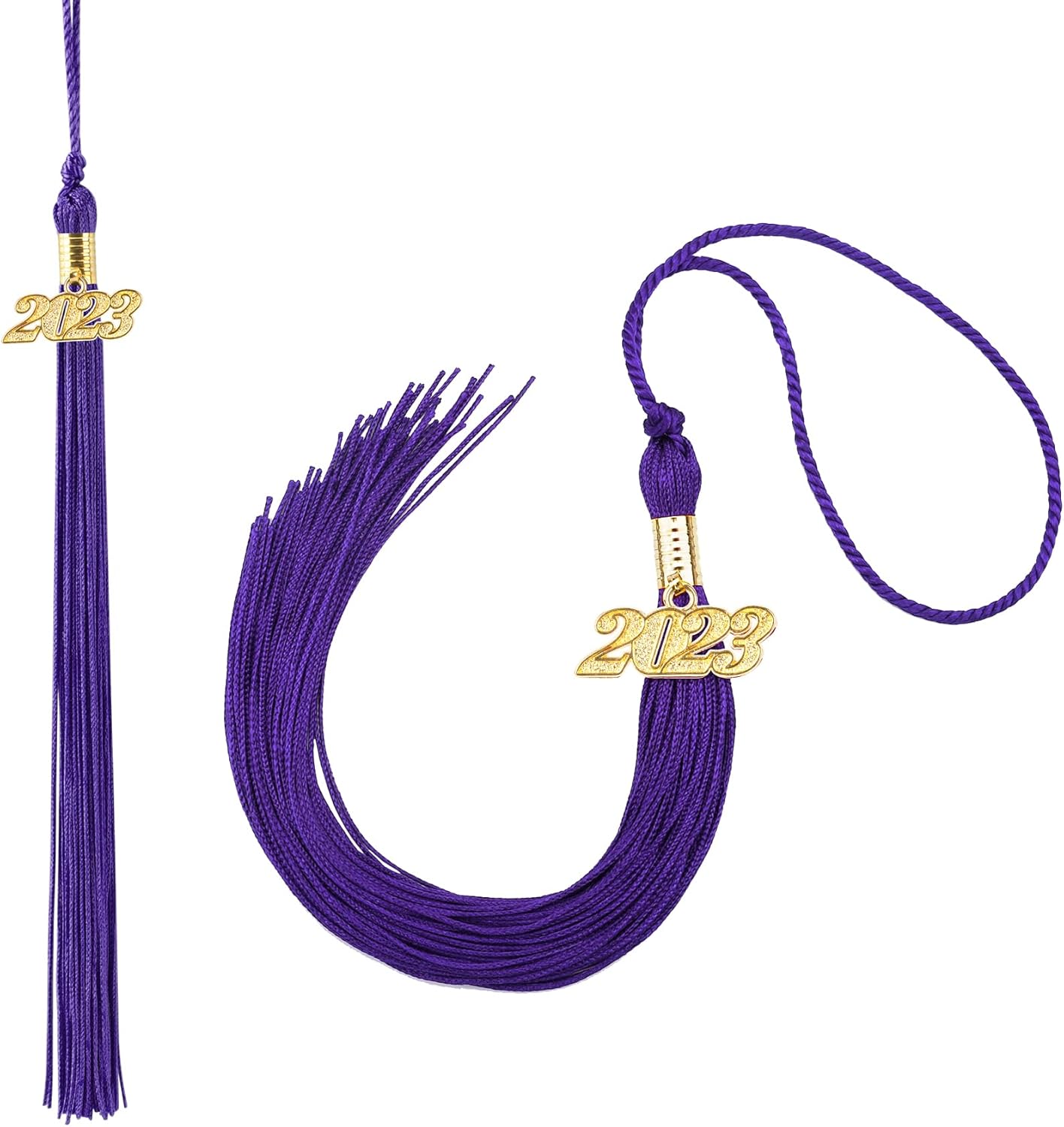 2 borlas de graduación académica de graduación 2023 para decoración de gorro de graduación, borla con dije dorado 2023, accesorios de ceremonias de