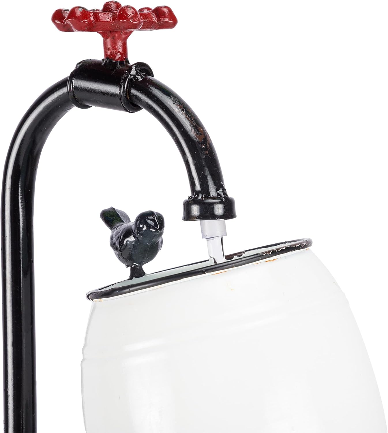 Alpine Corporation YHL428 – Fuente de agua para grifos y barriles de mesa para exteriores, fuente de decoración de mesa antigua de 19 pulgadas,