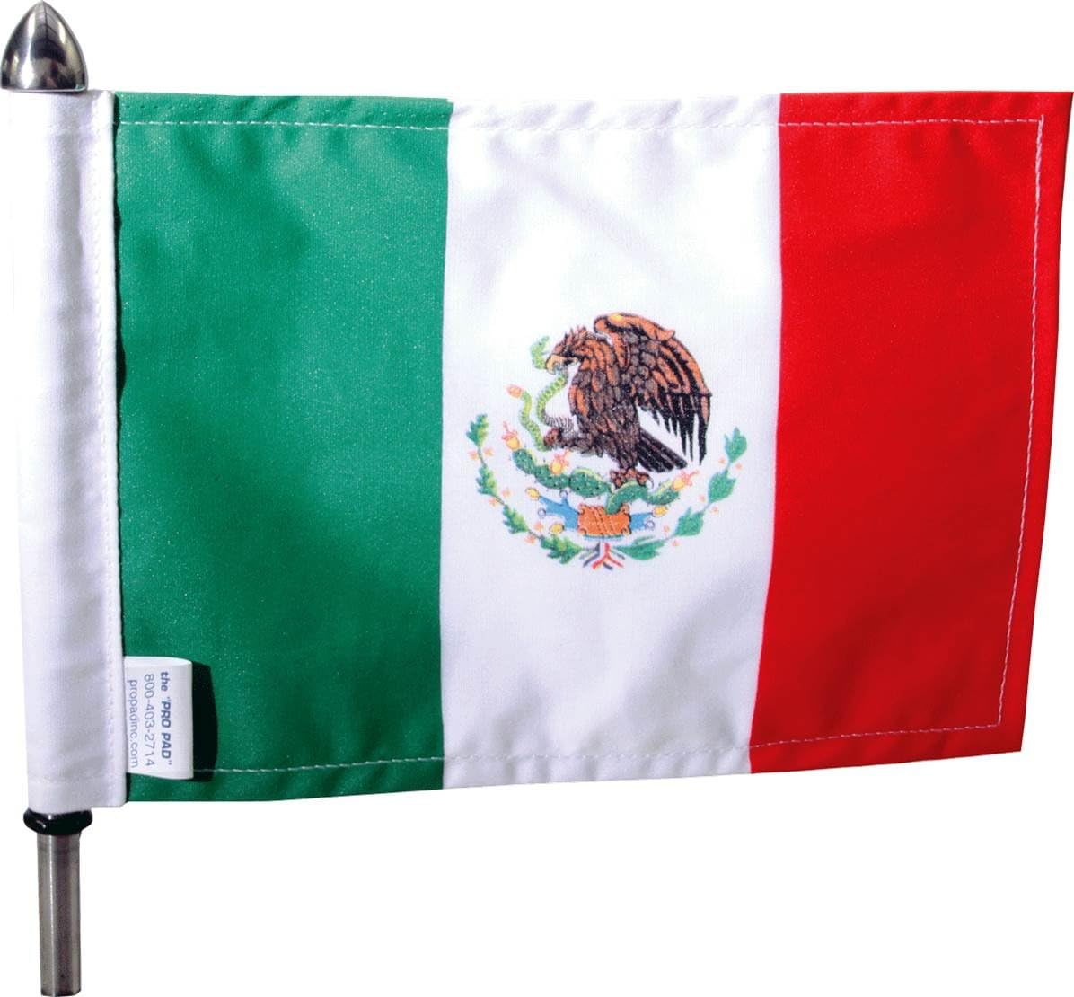 Pro Pad FLG-MEX – Bandera de motocicleta de manga de 6 x 9 pulgadas con manga de 12 pulgada, México, se adapta a postes de bandera de 38 pulgadas,