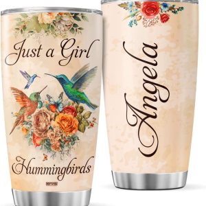 9GIFT4YOU Vaso de café personalizado con diseño de flores de colibrí, taza de viaje con tapa, regalos de cumpleaños para mujeres, adolescentes y 9GIFT4YOU Vaso de café personalizado con diseño de flores de colibrí, taza de viaje con tapa, regalos de cumpleaños para mujeres, adolescentes y