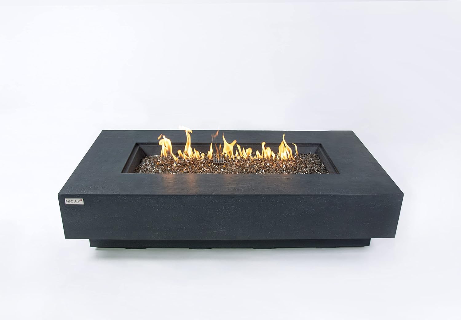 AMS Chimenea Elementi  Mesa de hormigón de gas natural para patio exterior  Cubierta de lona, roca de lava, tapa de quemador de aluminio y válvula