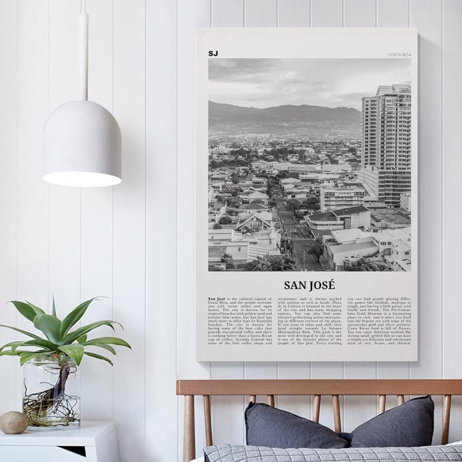 Impresión de San José en blanco y negro de Costa Rica, arte de pared de San José, póster de San José, foto de San José, póster artístico en lienzo