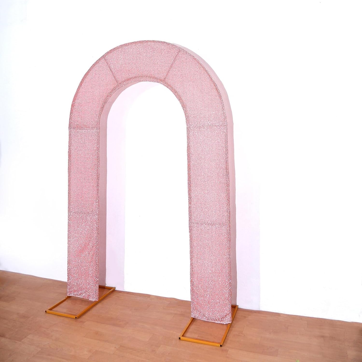 Efavormart – Cubierta de telón de fondo de arco abierto de 7 pies, color oro rosa brillante, de elastano, con doble cara en forma de U, para arco de