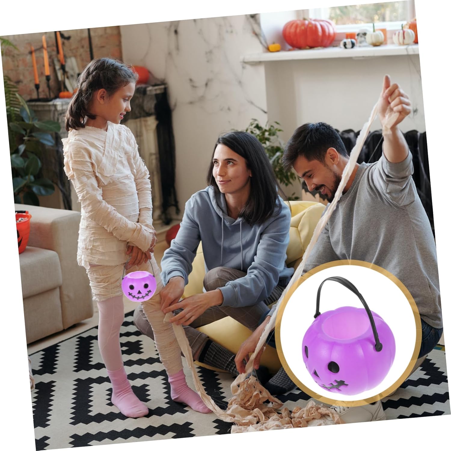 3 piezas Calabazas para Halloween Treat Bucket Calabazas Candy Basket Candy Bucket Trick or Treat Pot Halloween Basket Caldero Pot Cubetas Púrpura