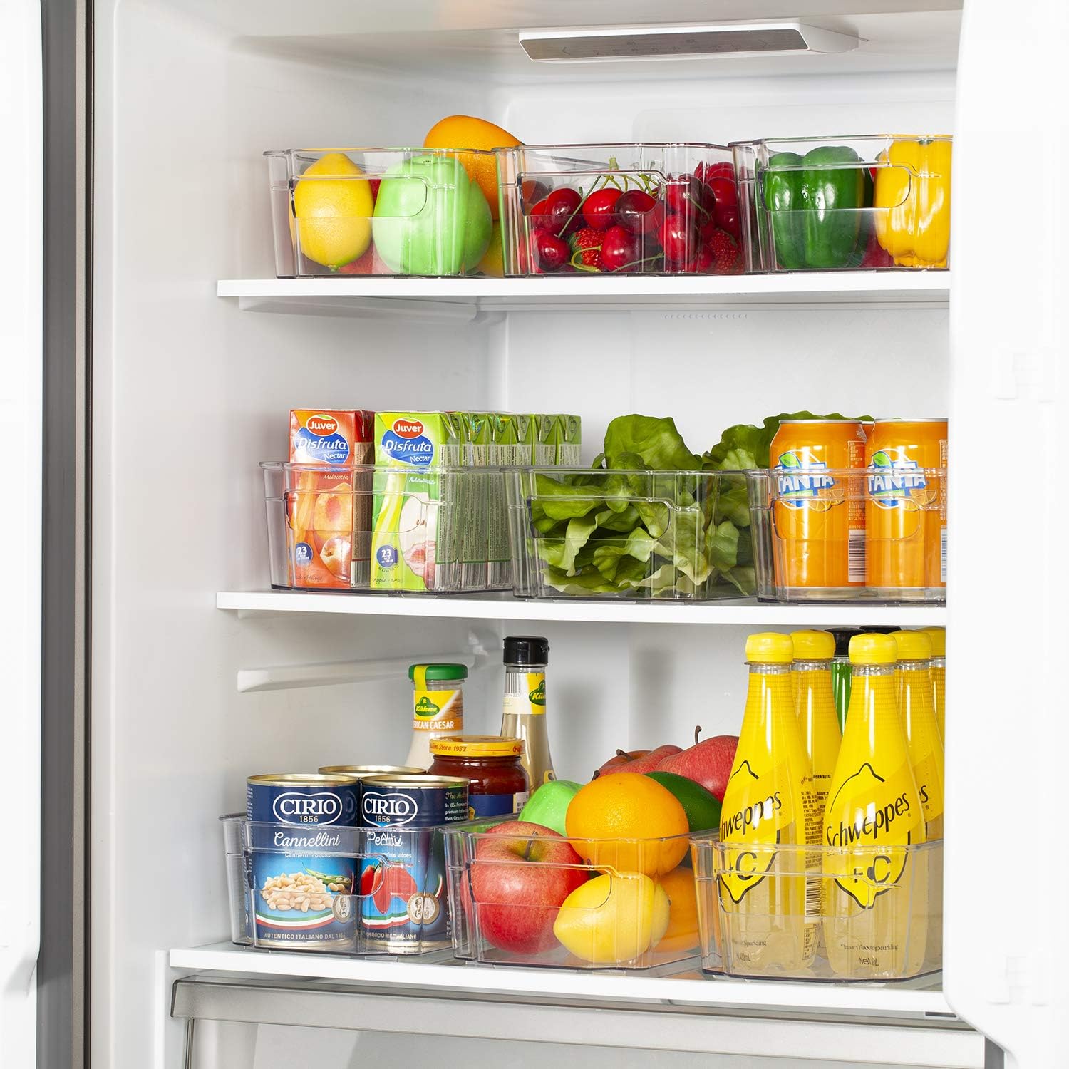 HOOJO Organizadores y almacenamiento de refrigerador 10 contenedores de plástico transparente para refrigerador, congelador, armario de cocina,