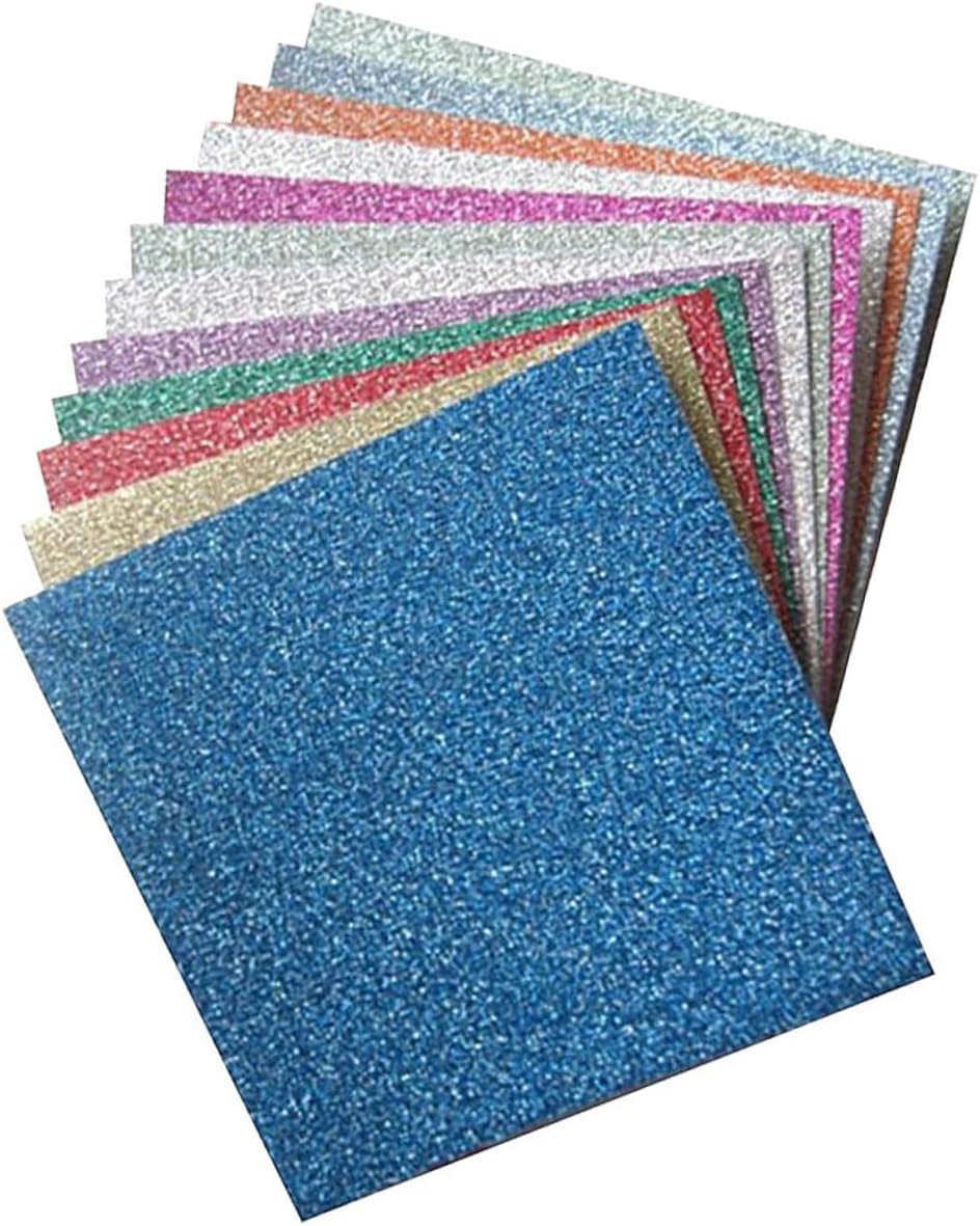 SEWACC 12 hojas de papel de origami de 6 x 6 pulgadas para papel de regalo con purpurina para niños, papel plegable metálico de origami brillante,