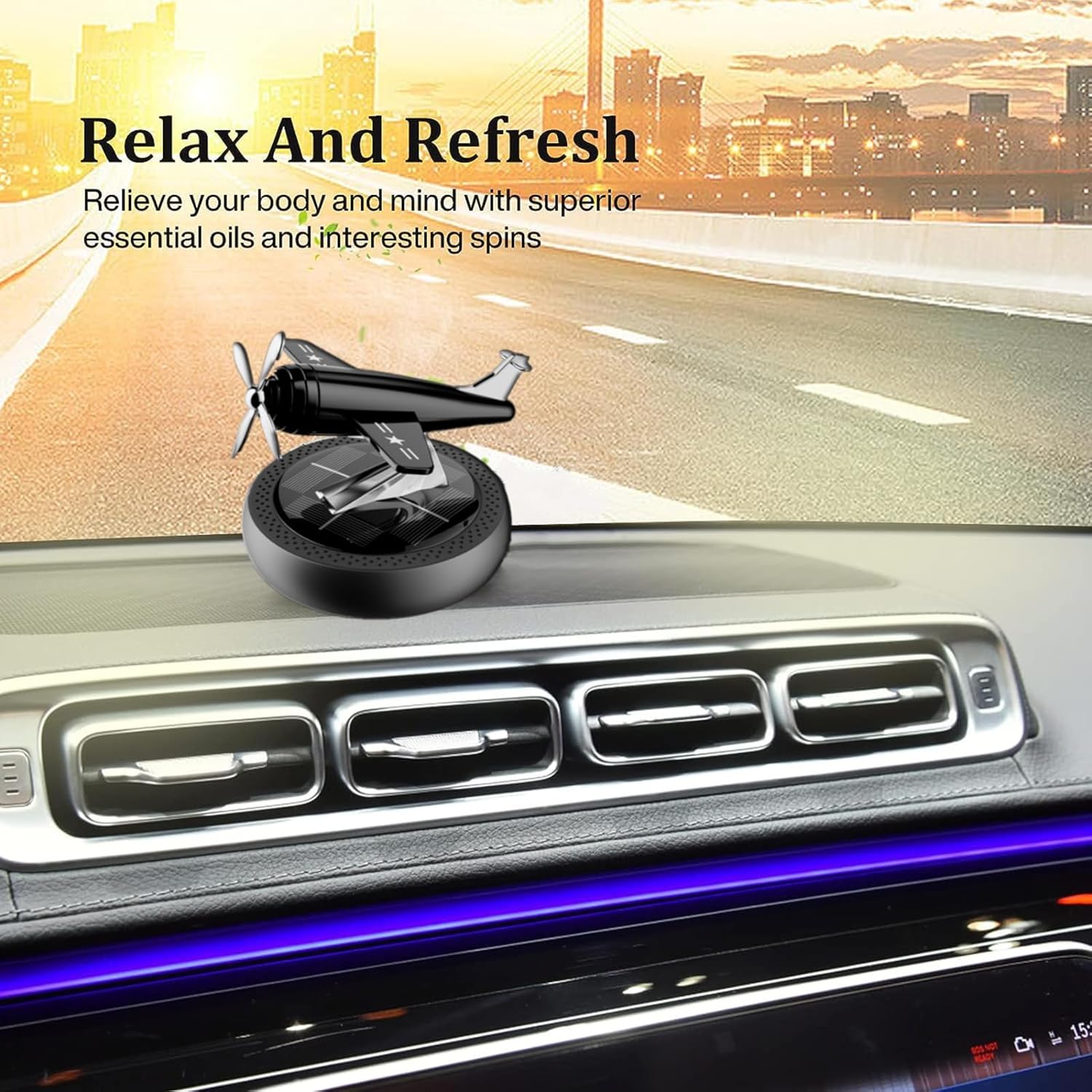 Ambientadores de aire para automóvil con rotación solar, decoración creativa de perfume de automóvil, alivia el estrés y purifica los olores,