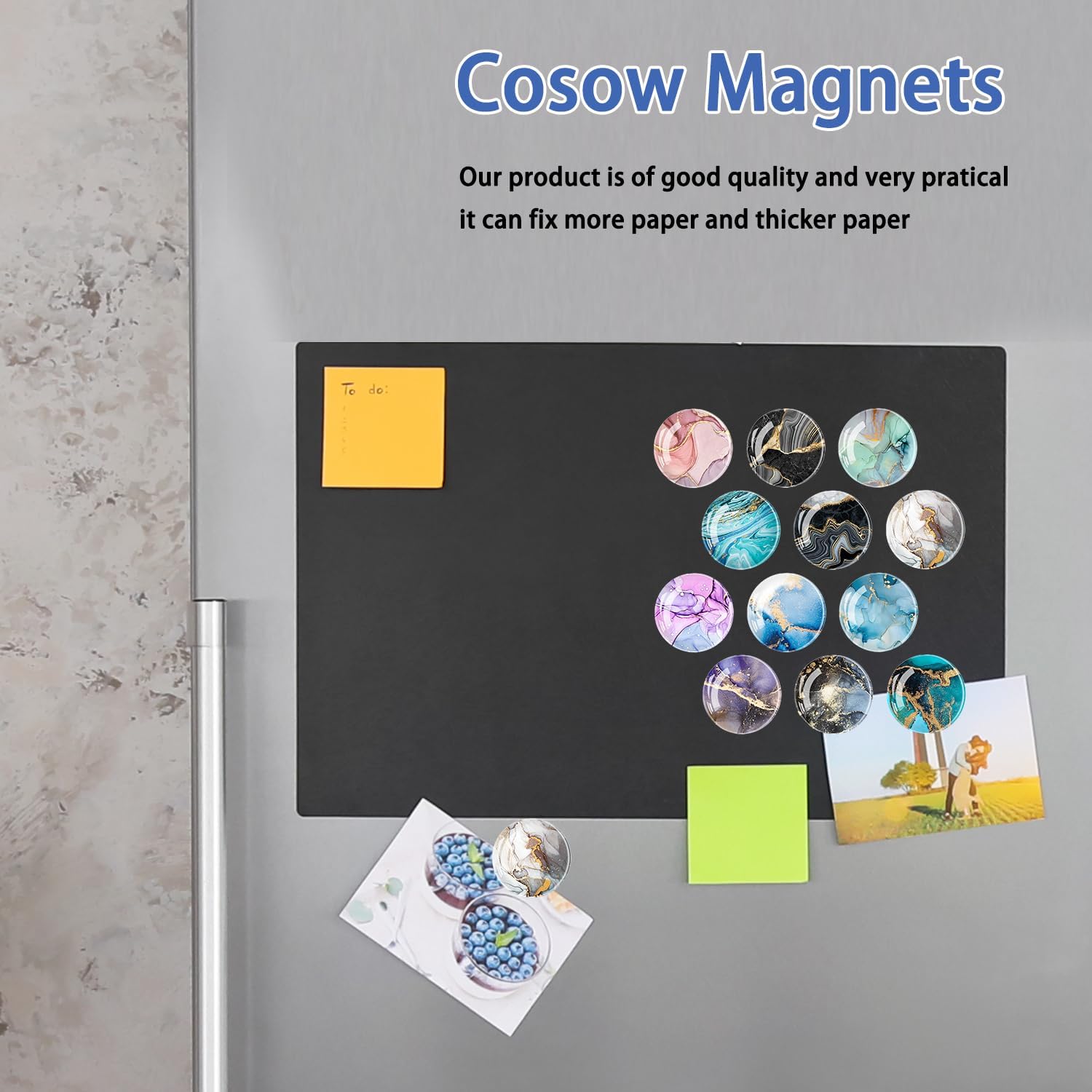 Imanes redondos para nevera, cristal de mármol fuerte magnético para refrigerador, decoración de superficie perfecta y juego de regalo de gabinete