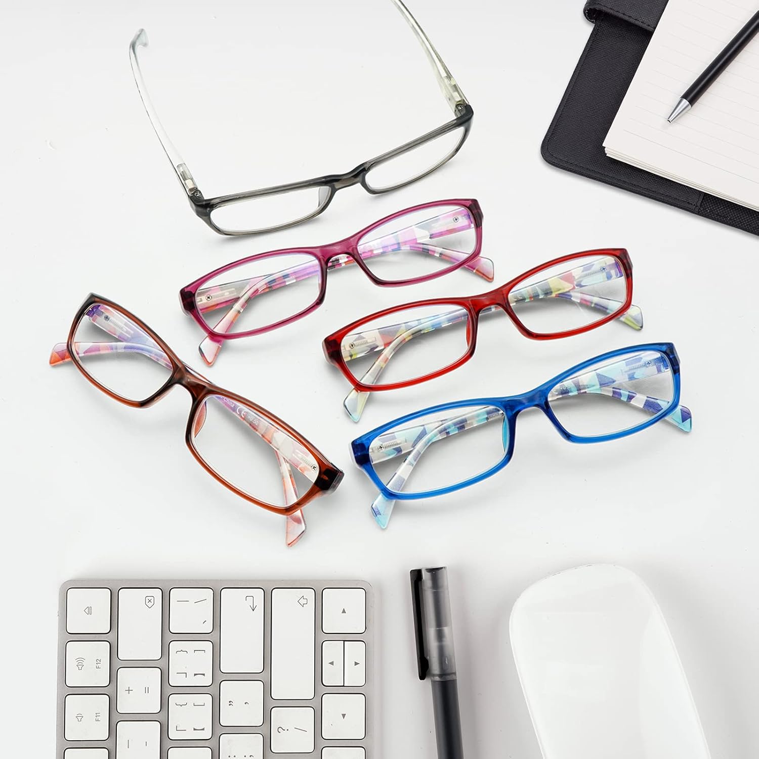 VIDEBLA Paquete de 5 lentes de lectura para computadora para hombres y mujeres, antifatiga ocular, lentes de bloqueo de luz azul para leer (5