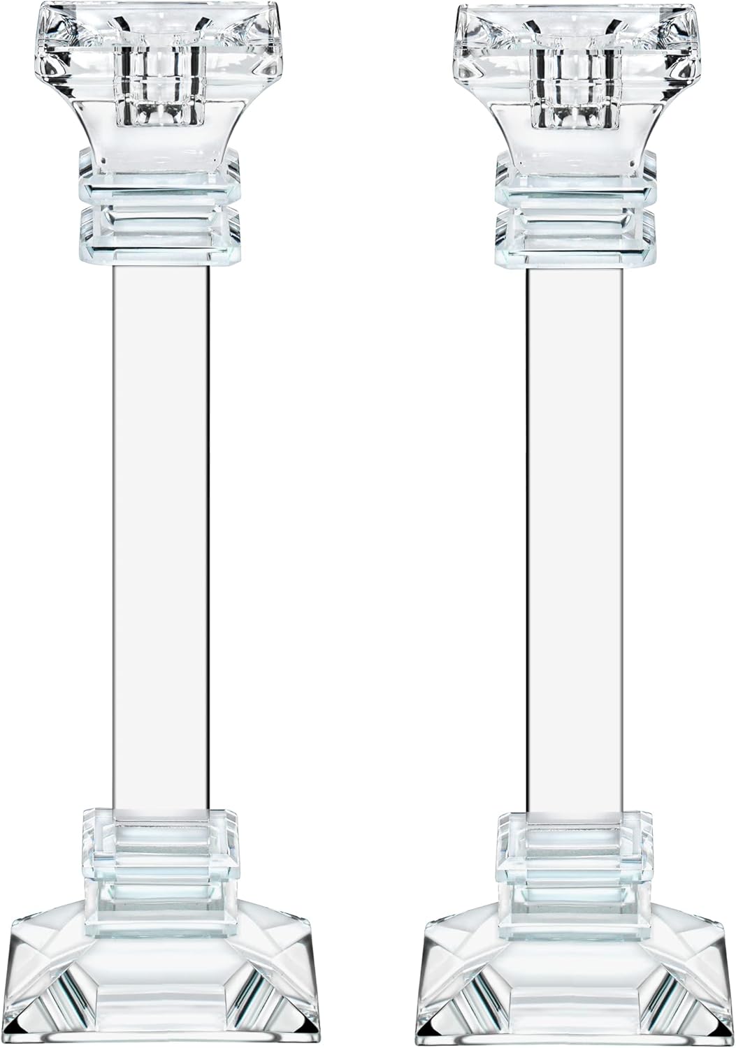 Juego de 2 portavelas de cristal de 11.8 pulgadas de alto, centro de mesa ultra elegante y moderno, decoración del hogar